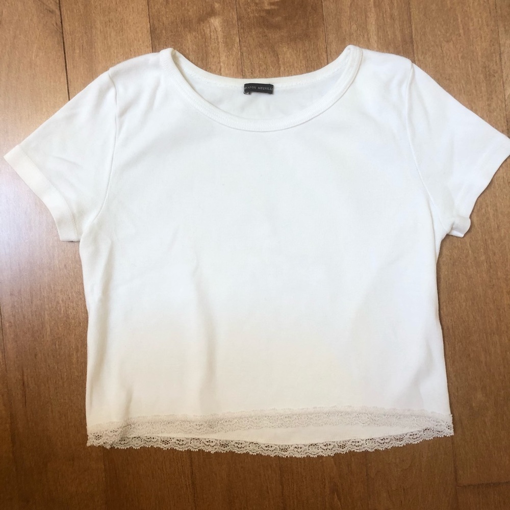 White Lace Short Sleeve Crop Top